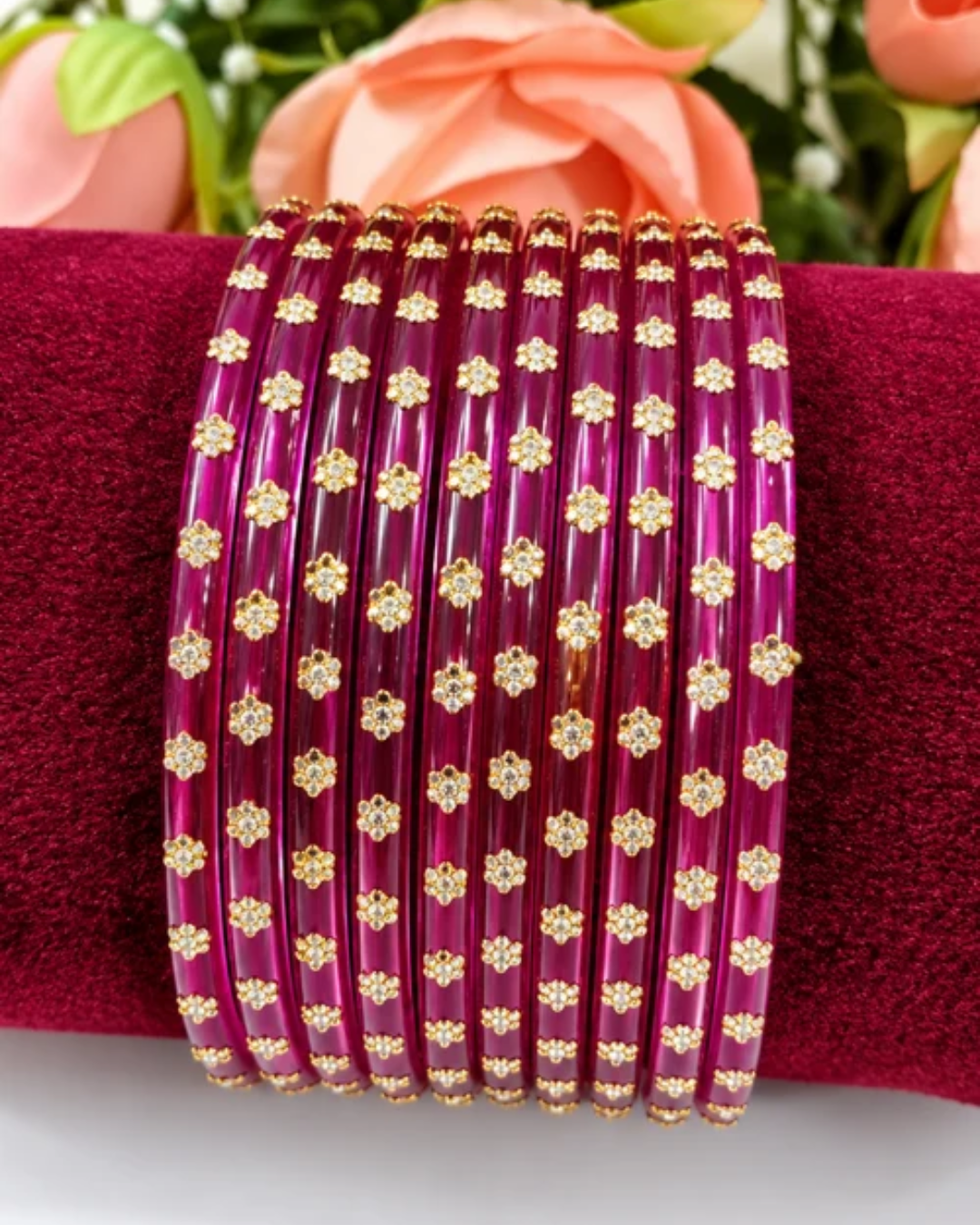 Shocking pink raindrop bangles