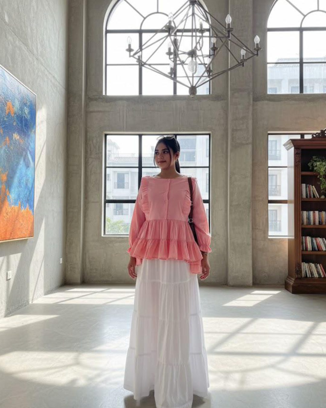 WHITE MAXI TIERED LONG SKIRT