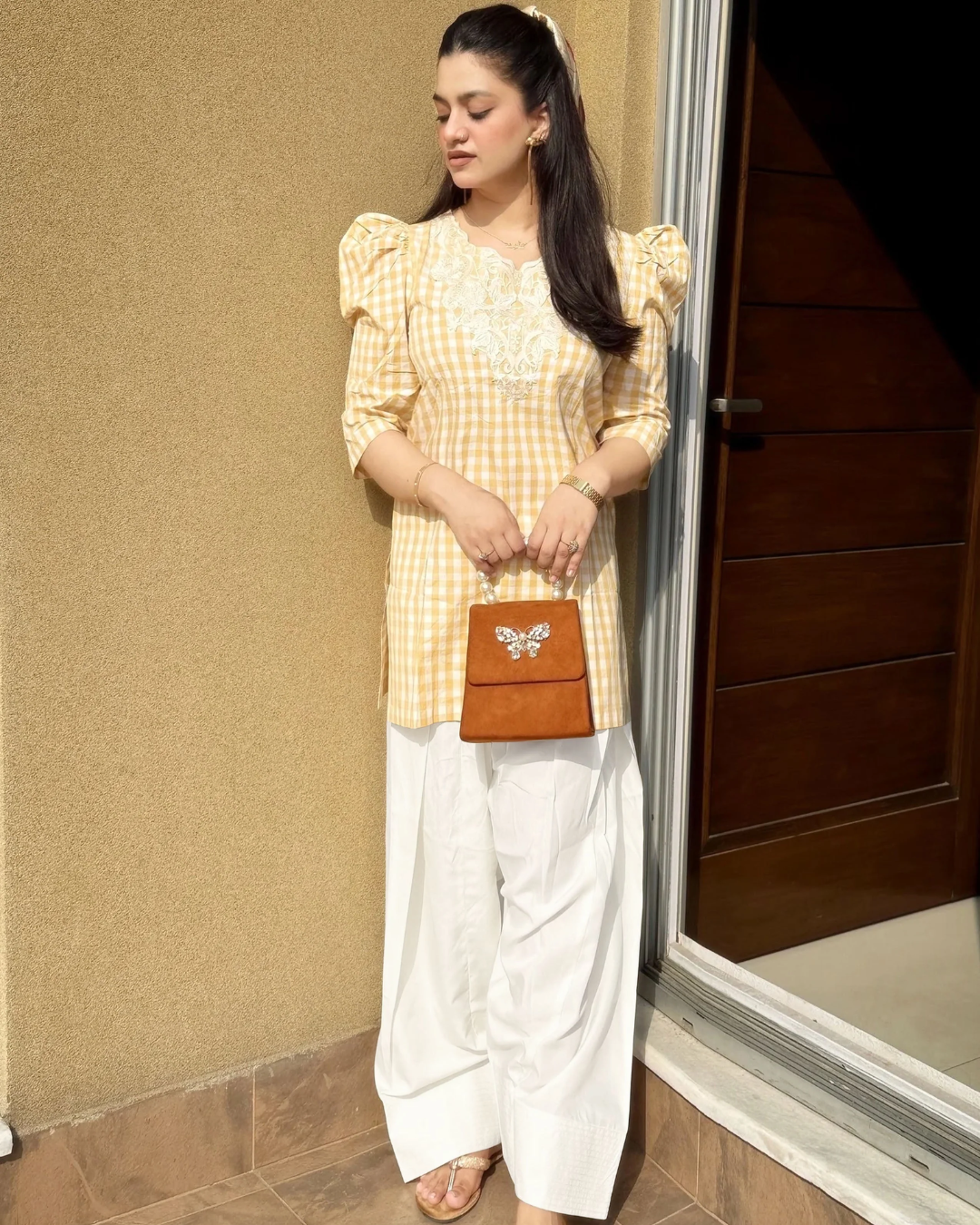 Urban cut stitched white farshi shalwar