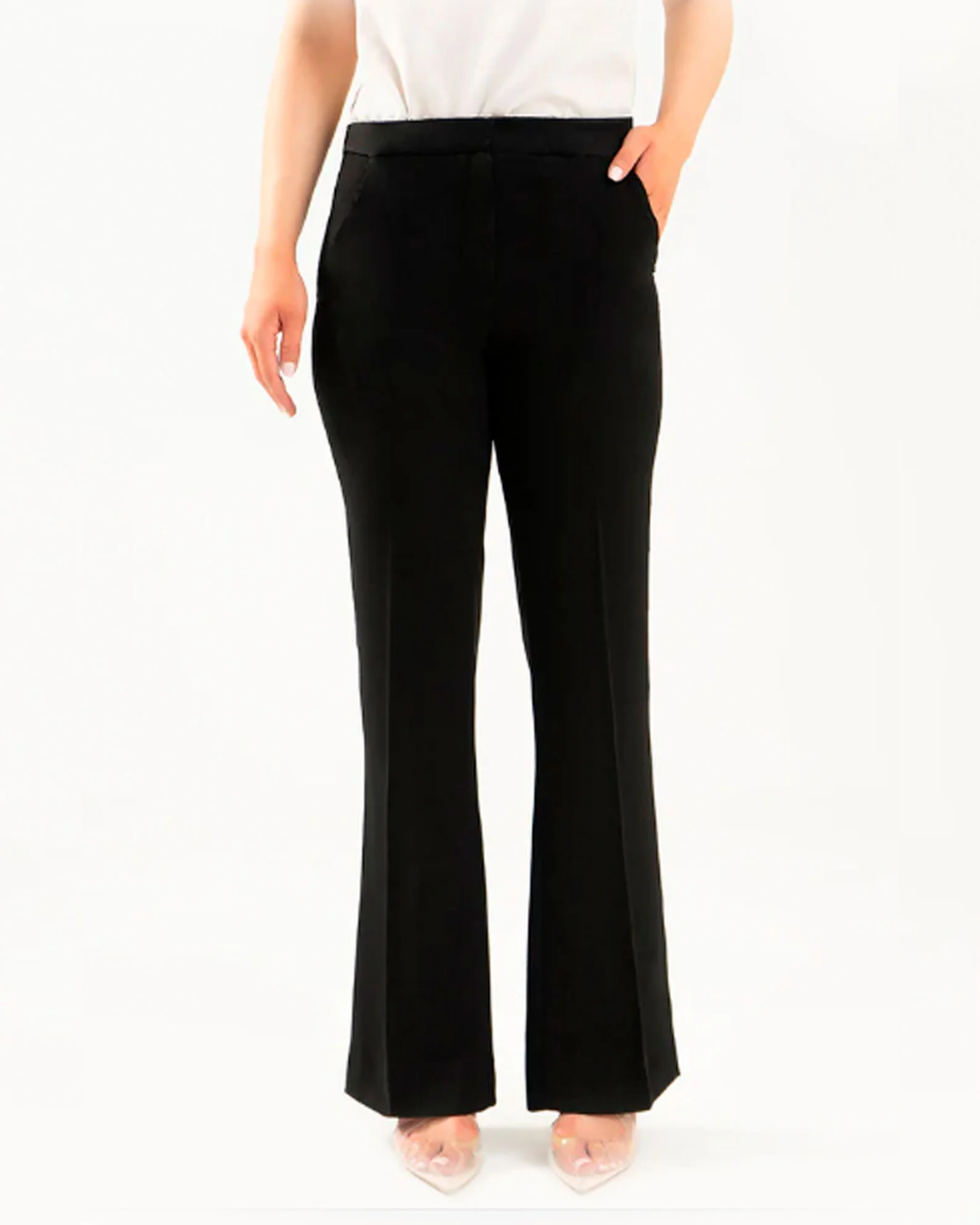 Morganite bell bottom black pant