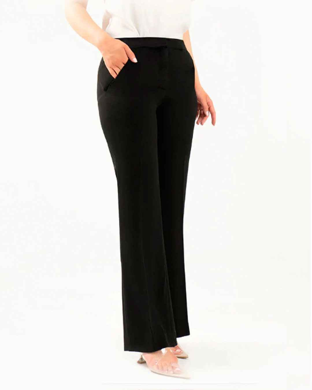 Morganite bell bottom black pant