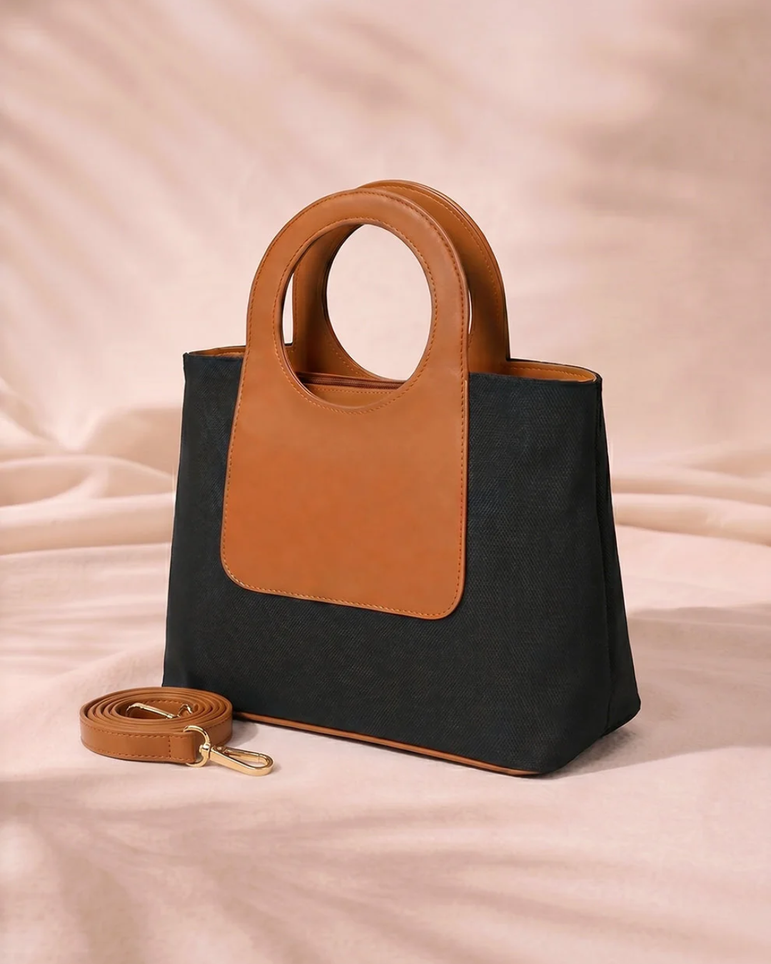 FINEUR HALO JUTE SHOULDER BAG-BLACK