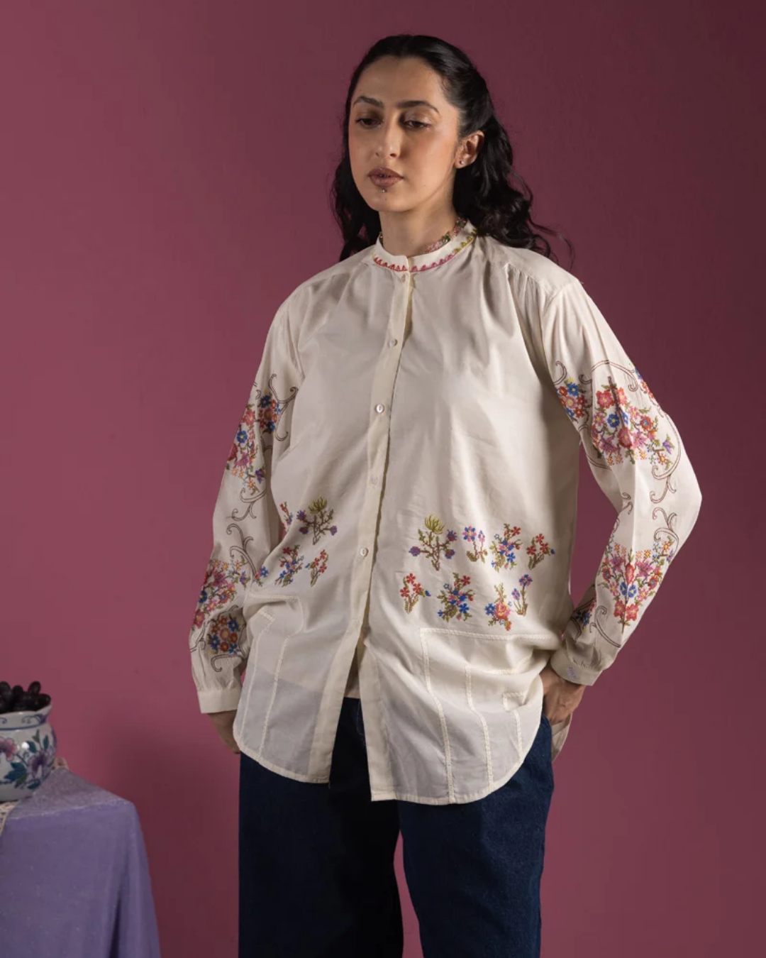 BLUSH FIELD EMBROIDERED TOP