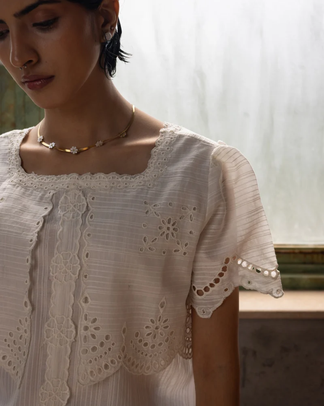 MIDNIGHT BRODERIE EDIT TOP