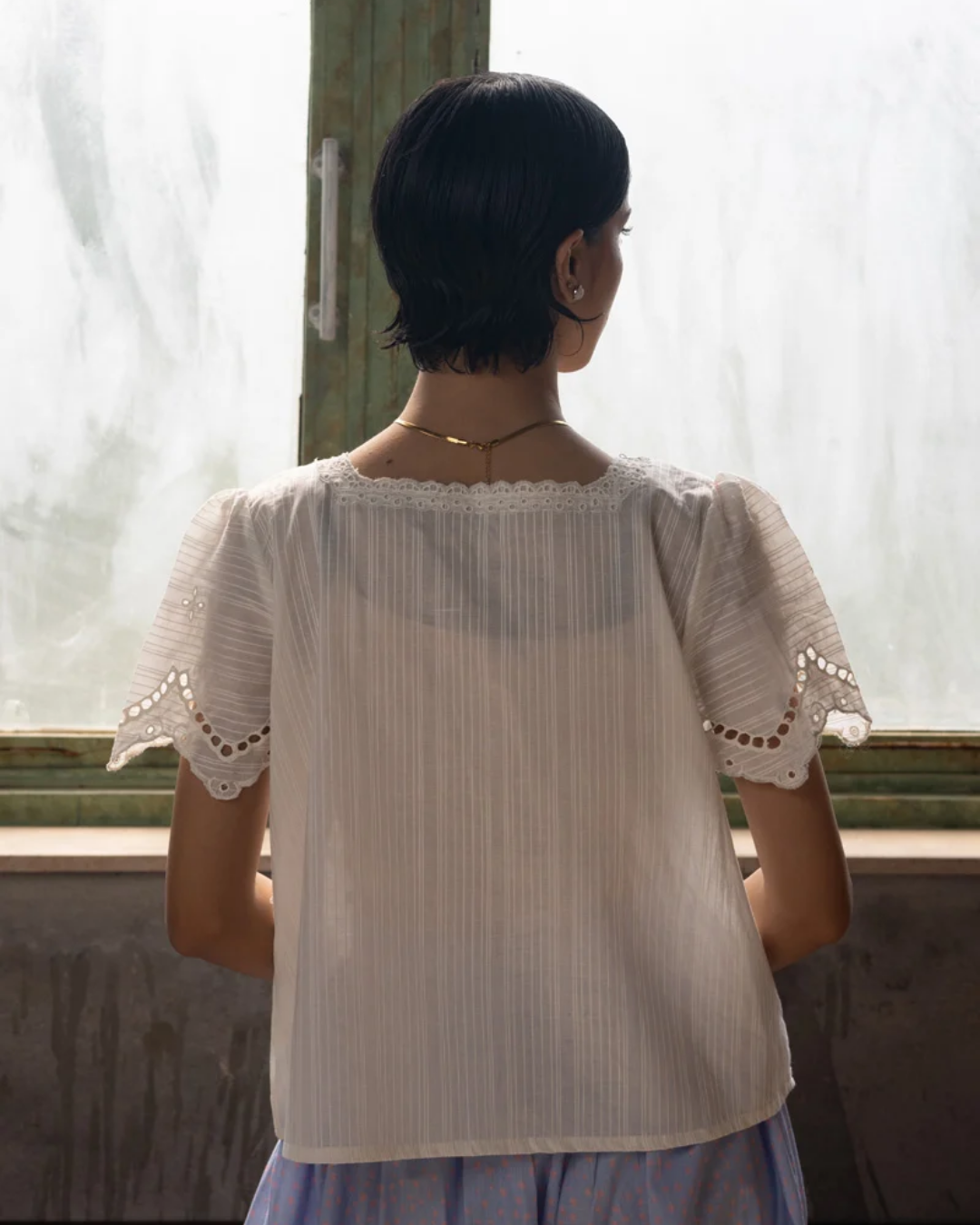 MIDNIGHT BRODERIE EDIT TOP