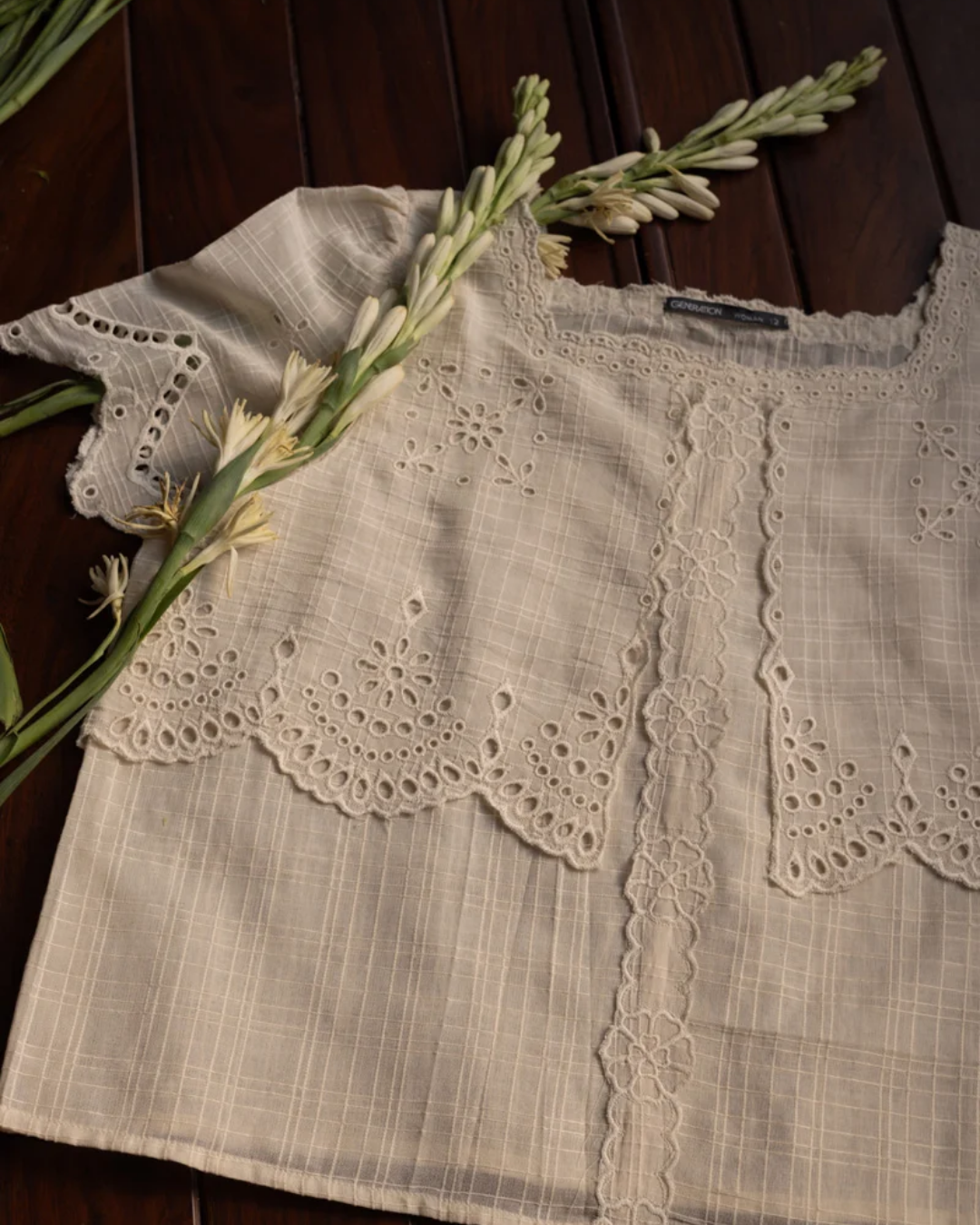 Midnight broderie edit top